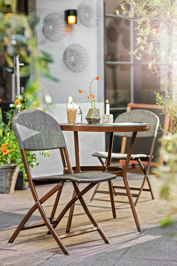 stół Tolia; 80x74 cm (ØxW); Platte antracyt, stelaż ciemny brąz; okrągły