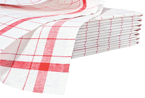 ścierka do naczyń Usedom; 50x70 cm (SxD); biały/czerwony; prostokątny; 10 sztuka / opakowanie
