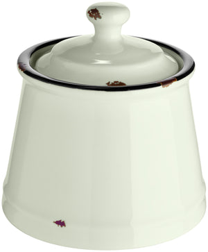 cukiernica Liron z pokrywką; 200ml, 8x12 cm (ØxW); biel kremowa/czarny; 6 sztuka / opakowanie