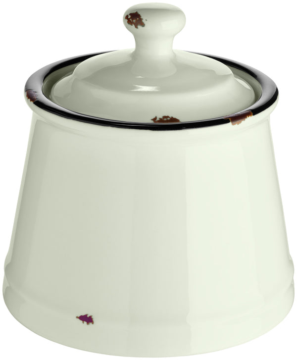 cukiernica Liron z pokrywką; 200ml, 8x12 cm (ØxW); biel kremowa/czarny; 6 sztuka / opakowanie