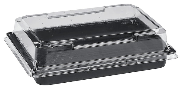 pudełko na sushi z PET; 17.1x12.3x4.3 cm (DxSxW); czarny; prostokątny; 500 sztuka / opakowanie