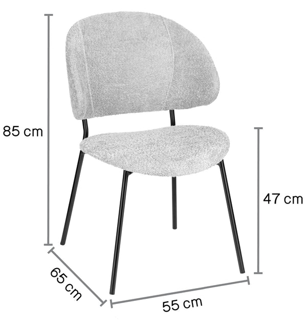 krzesło Lindo Boucle; 55x65x85 cm (SxGxW); siedzisko beżowy, stelaż czarny