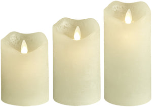 zestaw świec LED Gardi 3-cz.; 7.6x15 cm (ØxW); biel kremowa; okrągły