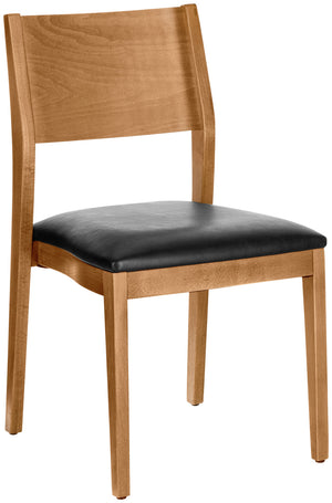 krzesło Stak sztuczna skóra; 48x51x86 cm (SxGxW); siedzisko czarny, stelaż jasny brązowy; 2 sztuka / opakowanie