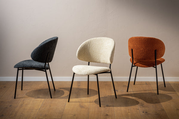 krzesło Lindo Boucle; 55x65x85 cm (SxGxW); siedzisko beżowy, stelaż czarny