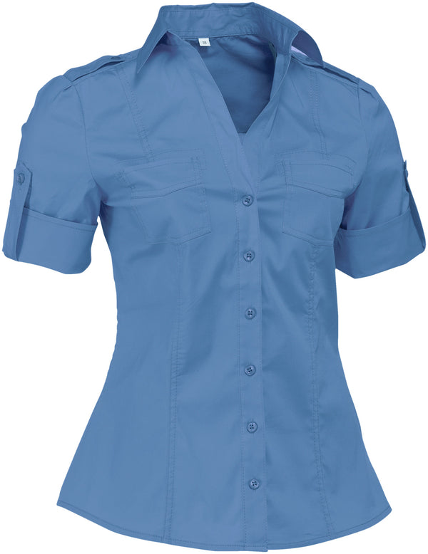 bluzka damska Kate krótki rękaw; Kleidergröße 42; niebieski przydymiony