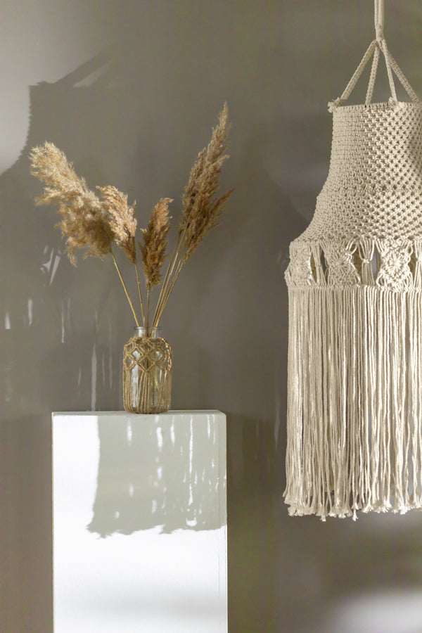 wieszak Makramee  Kiku; 120x40 cm (DxS); biel kremowa