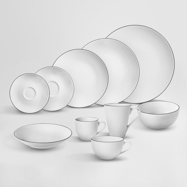 talerz płaski Bellino; 31 cm (Ø); biały/czarny; okrągły; 4 sztuka / opakowanie