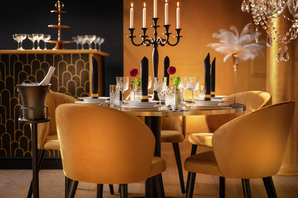 krzesło Ambrosia; 54x59x82 cm (SxGxW); siedzisko złoto, stelaż czarny