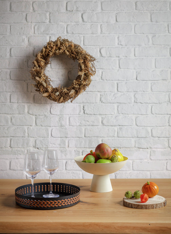 taca dekoracyjna Abrar; 30x5 cm (ØxW); czarny/brązowy