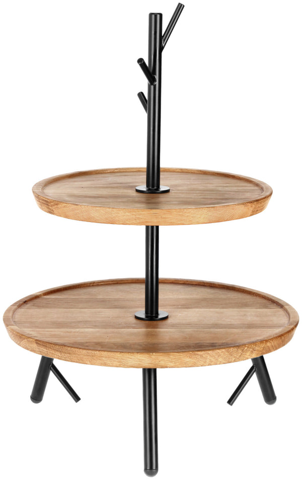 etażerka Cornu 2-stöckig ; 34.8x50.4 cm (ØxW); dąb/czarny; okrągły