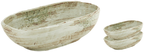 miska Taoqi owalna; 700ml, 22.5x11.5x5.5 cm (DxSxW); brązowy/szary; 3 sztuka / opakowanie