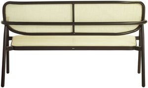 ławka Candia; 144x68x79 cm (SxGxW); siedzisko beżowy, stelaż ciemny brąz