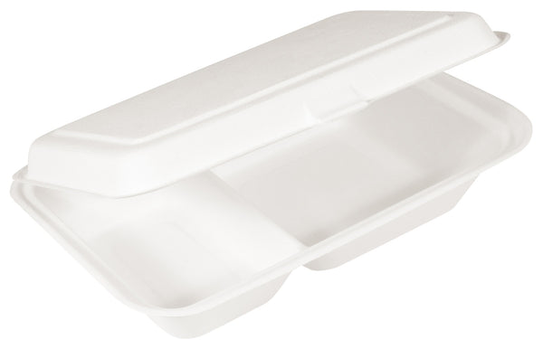 lunch box Natur 2-dzielny; 16.2x6.3 cm (DxW); biały; prostokątny; 50 sztuka / opakowanie