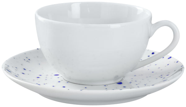 spodek do filiżanki do kawy Mixor z kropkami; 15 cm (Ø); biały/niebieski; okrągły; 6 sztuka / opakowanie