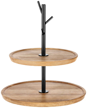 etażerka Cornu 2-poziomowa bez nóżek; 34.8x32 cm (ØxW); dąb/czarny; okrągły