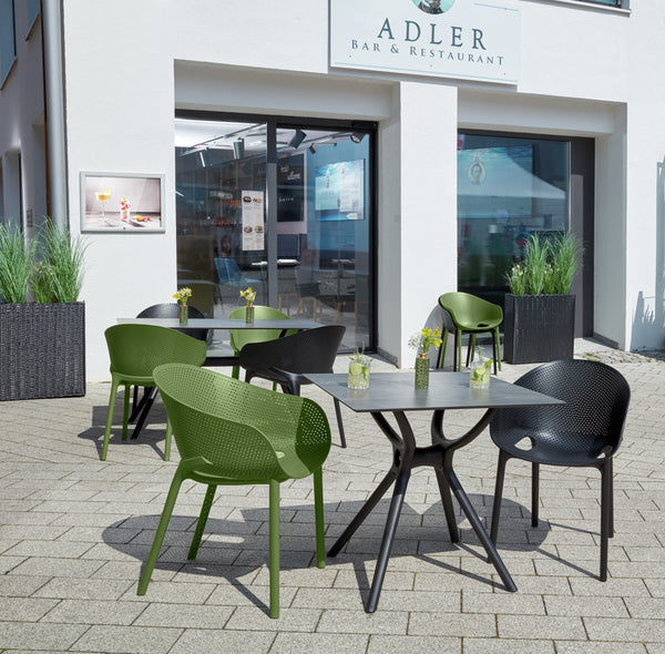 stół Faro; 80x80x74 cm (DxSxW); Platte beton, stelaż czarny; kwadrat