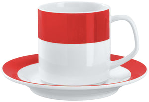 kubek Multi-Color; 245ml, 6x7.8 cm (ØxW); biały/czerwony; okrągły; 6 sztuka / opakowanie