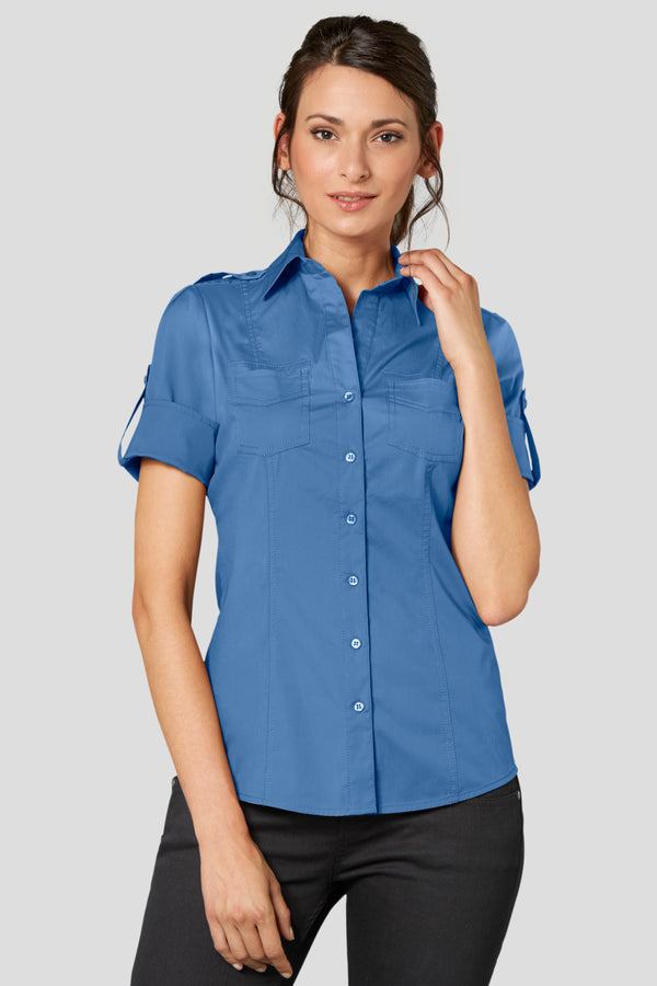 bluzka damska Kate krótki rękaw; Kleidergröße 42; niebieski przydymiony