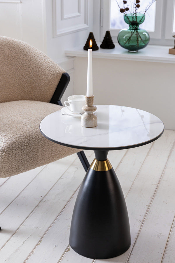 świecznik Attila; 6.6x12.3 cm (ØxW); beżowy/brązowy