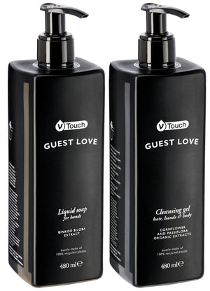 Mustergarnitur Spenderflaschen V-Touch Guest Love 2-teilig; wielokolorowy