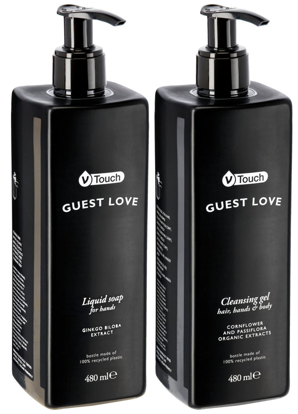 Mustergarnitur Spenderflaschen V-Touch Guest Love 2-teilig; wielokolorowy