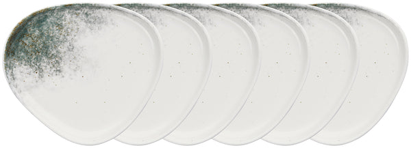 talerz płaski Purior; 18.5x17x2.5 cm (DxSxW); biały/niebieski petrol; prostokątny; 6 sztuka / opakowanie