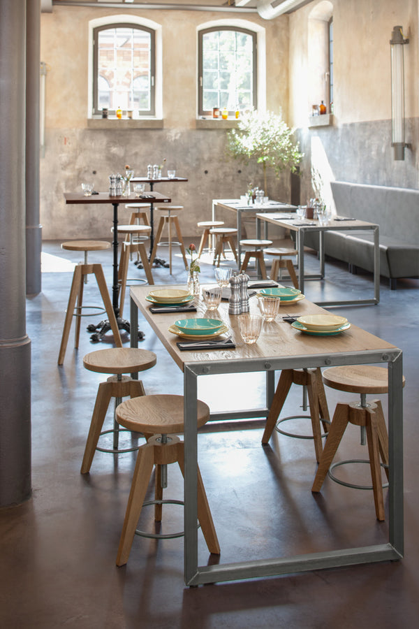 stół Torres prostokątny; 160x80x75 cm (DxSxW); Platte dąb antyczny/szary, stelaż szary; prostokątny