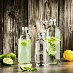 butelka Iconic; 540ml, 7.3x20.2 cm (ØxW); transparentny/srebro; 6 sztuka / opakowanie