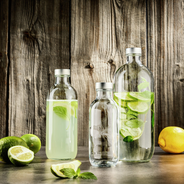 butelka Iconic; 540ml, 7.3x20.2 cm (ØxW); transparentny/srebro; 6 sztuka / opakowanie