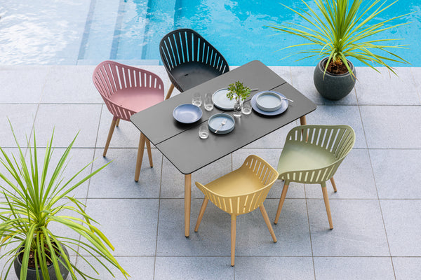 stół Gimani prostokątny; 130x80x72 cm (DxSxW); Platte antracyt, stelaż brązowy; prostokątny