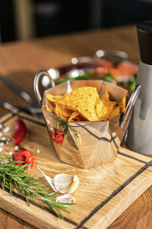 mini garnek Lambro; 470ml, 10x7.6 cm (ØxW); srebro; ośmiokątny; 6 sztuka / opakowanie