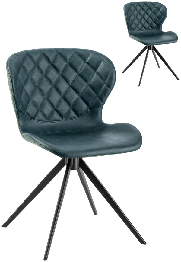 krzesło Kansas; 49x56x78 cm (SxGxW); siedzisko niebieski petrol, stelaż czarny; 2 sztuka / opakowanie