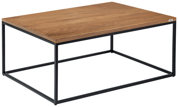 stolik kawowy Deven prostokątny; 80x60x37 cm (DxSxW); Platte dąb antyczny/brązowy, stelaż czarny; prostokątny