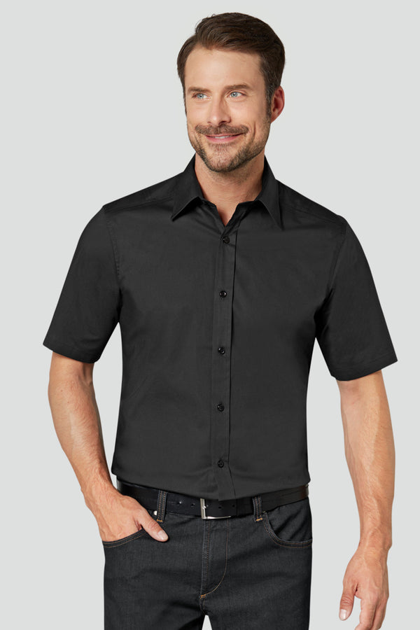 koszula męska Bruce krótki rękaw; Kleidergröße 37/38; czarny
