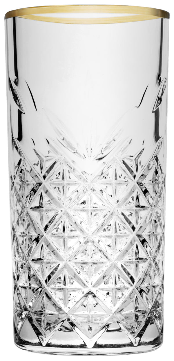 szklanka do longdrinków Timeless; 295ml, 6.7x14.3 cm (ØxW); transparentny/złoto; 4 sztuka / opakowanie