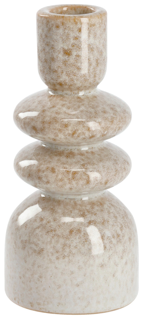 świecznik Attila; 6.6x14.3 cm (ØxW); beżowy/brązowy