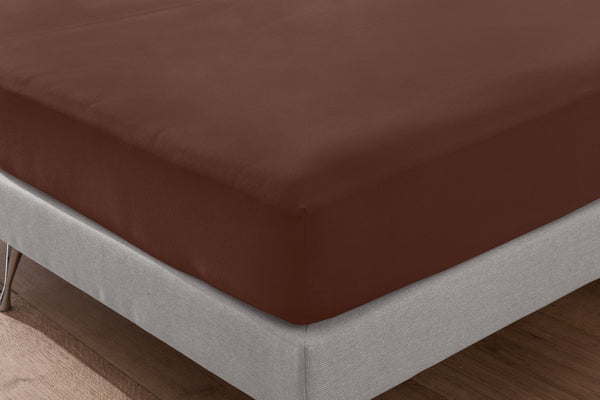 prześcieradło z gumką Jersey; 90-100x190-200 cm (SxD); brązowy; 2 sztuka / opakowanie
