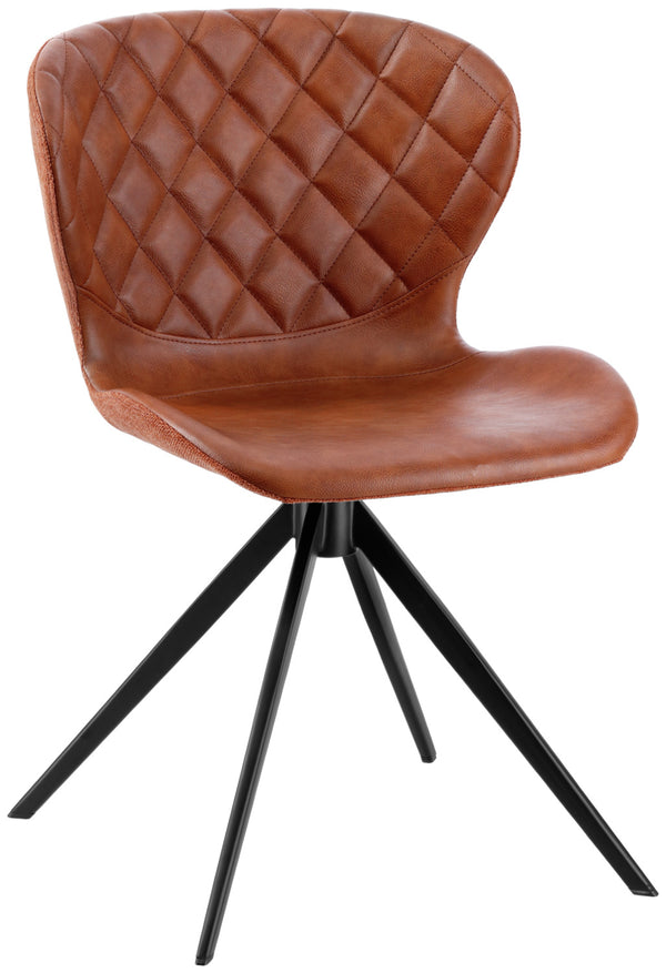 krzesło Kansas; 49x56x78 cm (SxGxW); siedzisko koniak, stelaż czarny; 2 sztuka / opakowanie