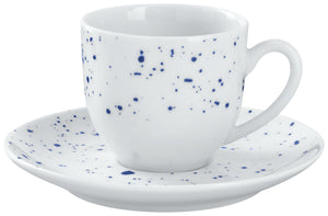 spodek do filiżanki do espresso Mixor z kropkami; 12 cm (Ø); biały/niebieski; okrągły; 6 sztuka / opakowanie