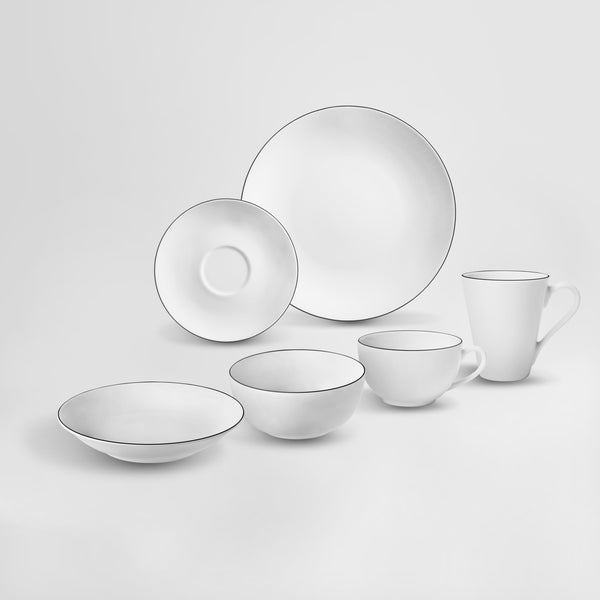talerz płaski Bellino; 27 cm (Ø); biały/czarny; okrągły; 6 sztuka / opakowanie