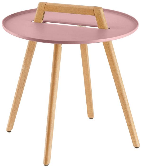 stolik kawowy Gimani okrągły; 50x53 cm (ØxW); różowy; okrągły