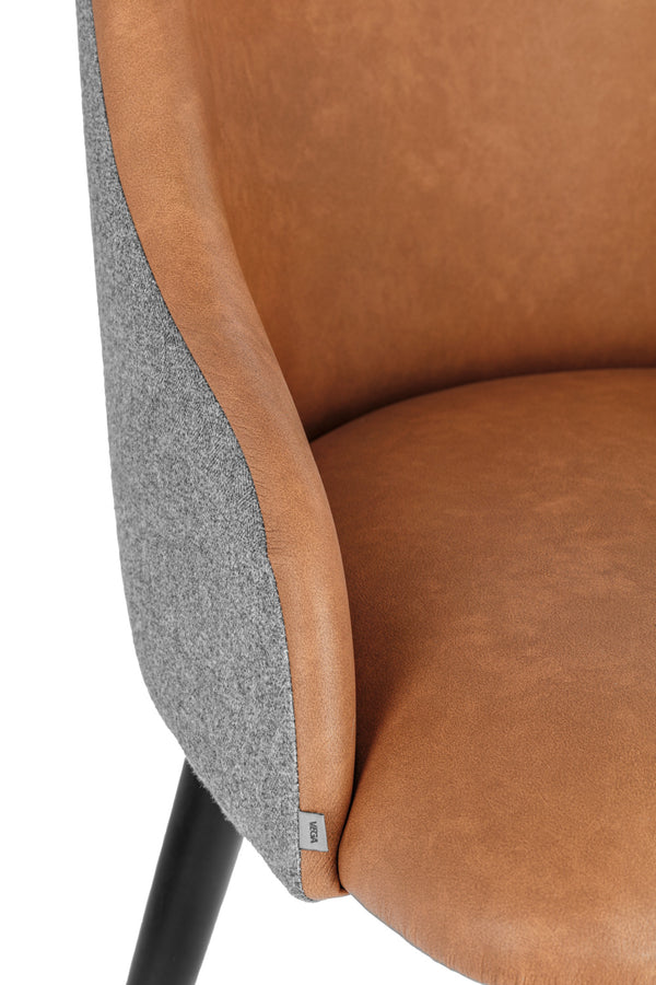 krzesło Almonda Mix; 54x64x77.5 cm (SxGxW); siedzisko koniak, stelaż czarny