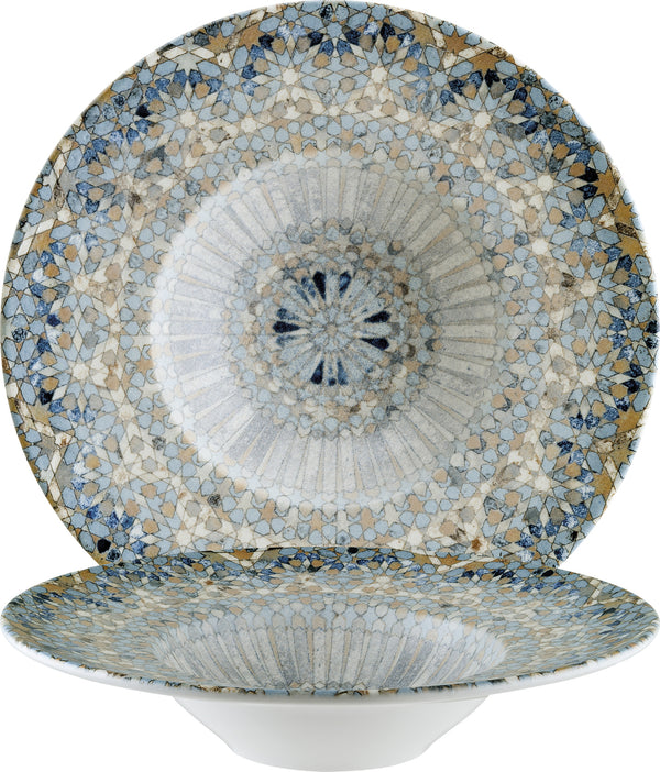 talerz do makaronu Luca Mosaic; 400ml, 28x5.5 cm (ØxW); pomarańczowy/ciemny niebieski/jasny niebieski/żółty/biały; okrągły; 6 sztuka / opakowanie