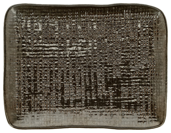 talerz Novulus ze strukturą; 14x18x2.3 cm (DxSxW); brązowy; prostokątny; 4 sztuka / opakowanie
