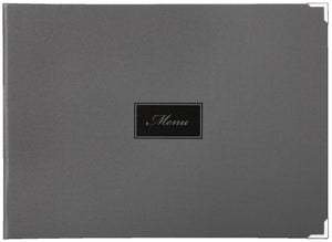 karta dań Oscar z grawerem MENU A4 poziomo; Größe DIN A4, 33.1x24.8 cm (SxW); szary; 6 Seiten