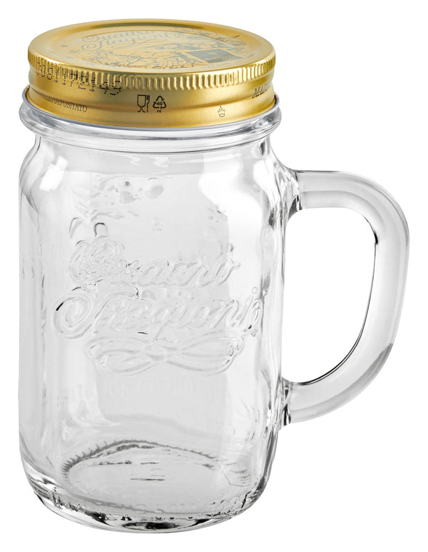 kubek Quattro Stagioni z uchwytem i pokrywką; 480ml, 6.6x13.6 cm (ØxW); transparentny; 12 sztuka / opakowanie