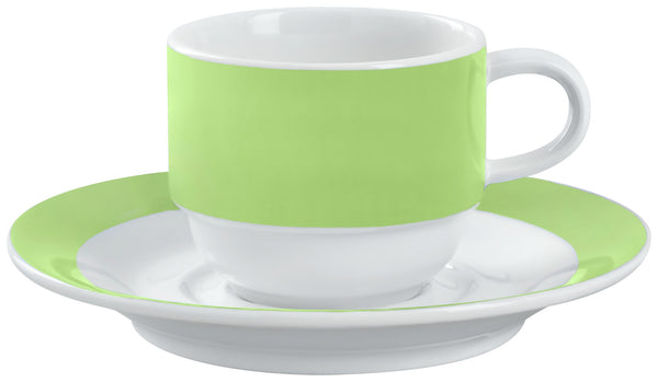 filiżanka do kawy Multi-Color; 160ml, 7x6 cm (ØxW); biały/zielony; okrągły; 6 sztuka / opakowanie
