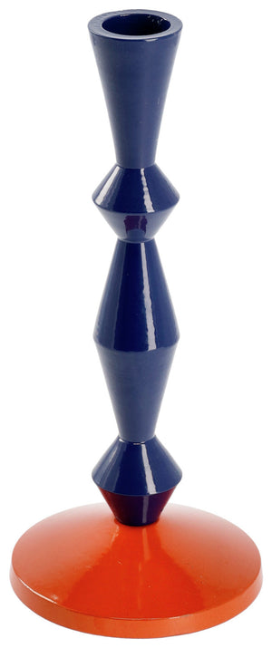świecznik Aneska; 7.5x20 cm (ØxW); ciemny niebieski/pomarańczowy