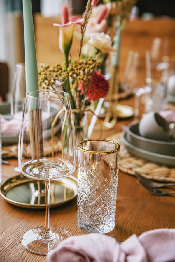 szklanka do longdrinków Timeless; 295ml, 6.7x14.3 cm (ØxW); transparentny/złoto; 4 sztuka / opakowanie